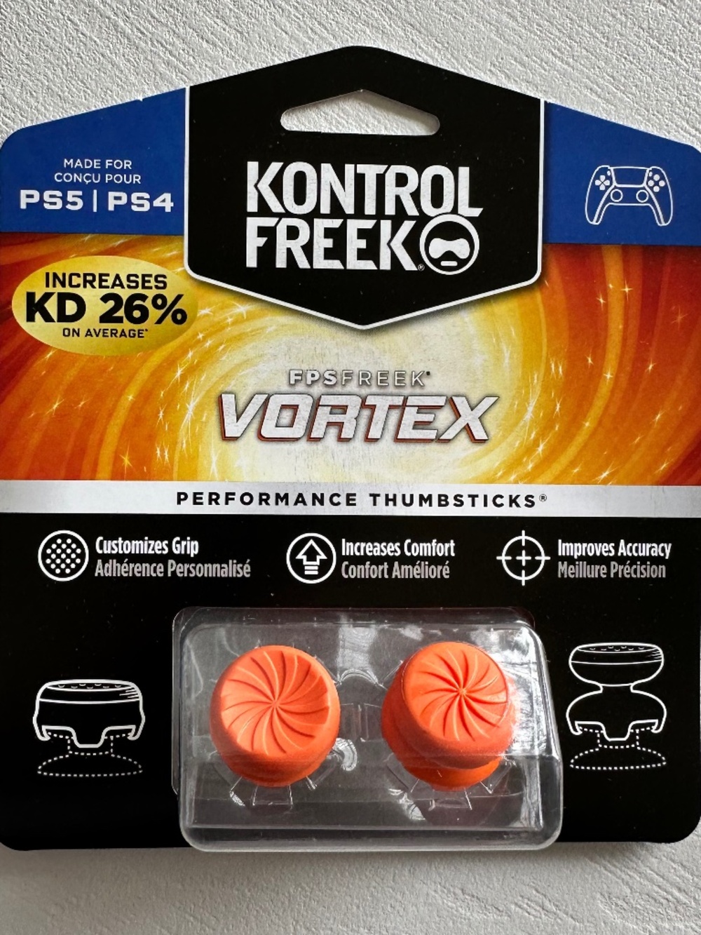 KontrolFreek FPS Freek Vortex Performance Thumbsticks PS5 PS4 Orange New - Picture 2 of 3